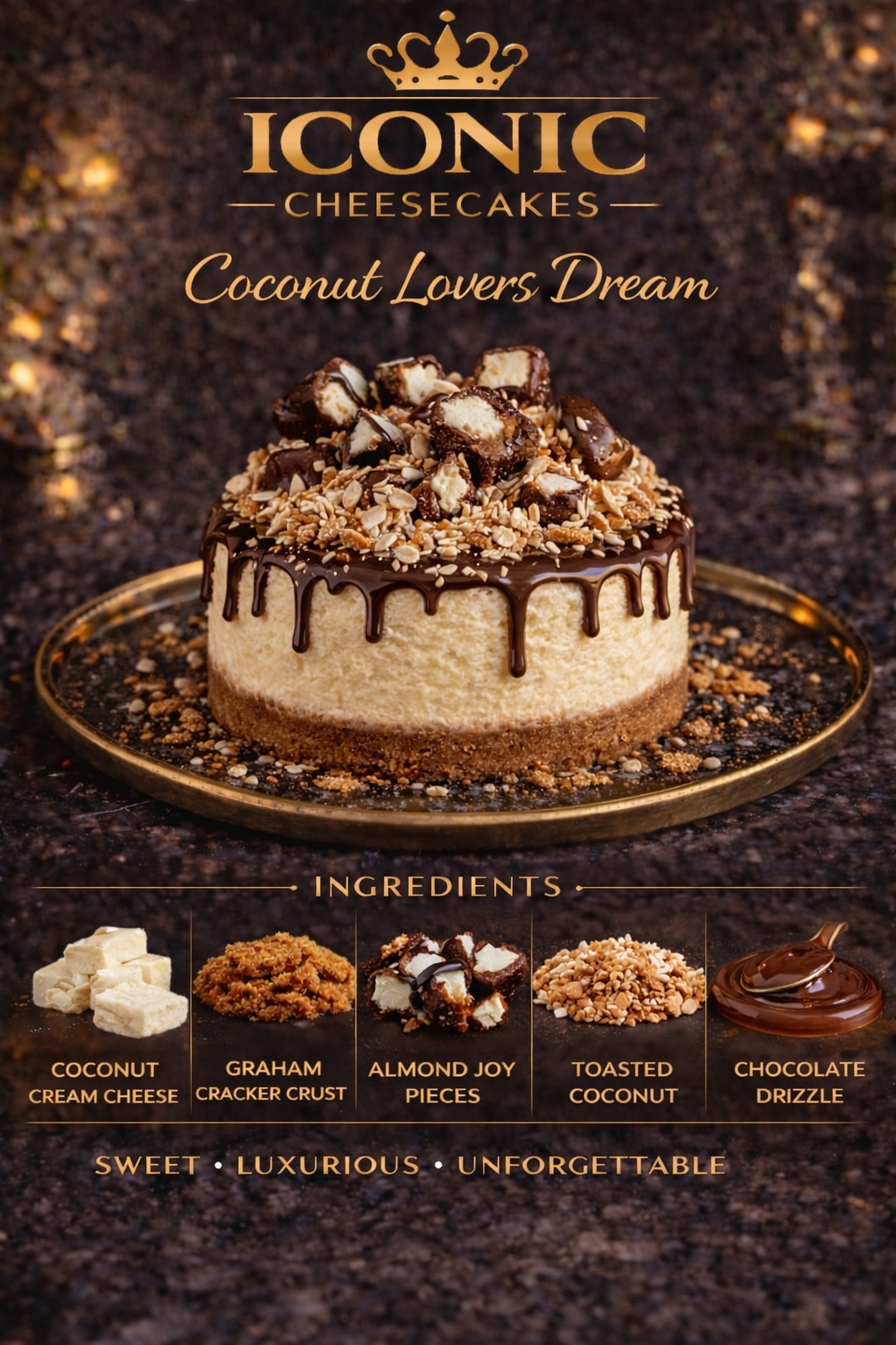 Coconut Lovers Dream- 4” Cheesecake- Almond Joy Style